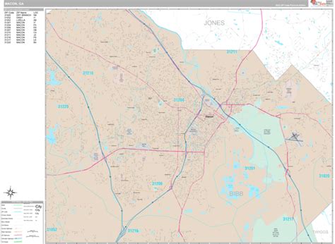 Macon Georgia Wall Map (Premium Style) by MarketMAPS - MapSales