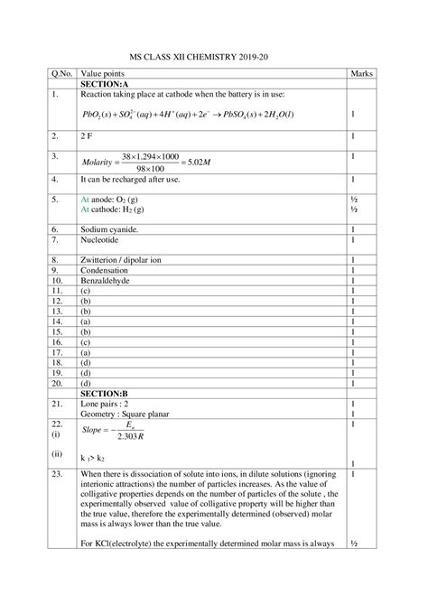 Cbse Class 11 Chemistry Marking Scheme Image To U