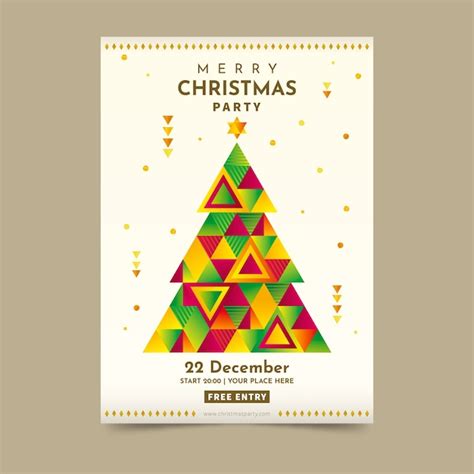 Free Vector Christmas Poster Template With Colorful Geometric Shapes