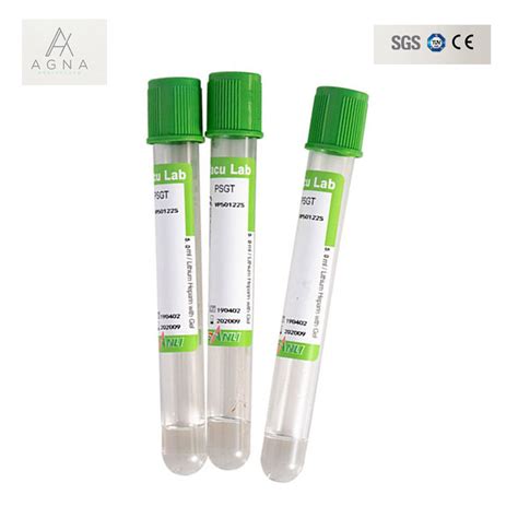 CE Approved Medical Blood Collection Tube Glass Sodium Heparin Green