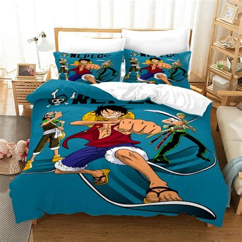 Anime One Piece Luffy Bedding Bed Set 3 Piece Fashion Action Figure Chopper Zoro Sanji Quilt