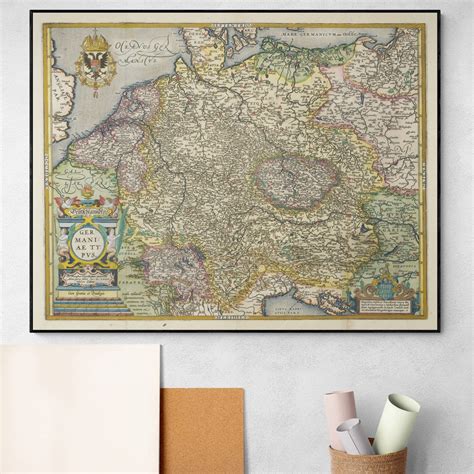 1608 Map of the Imperial German Empire by Abraham Ortelius Antique ...