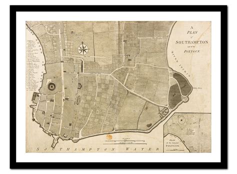 Old Map of Southampton England UK Europe 1771 Art Print Vintage Poster