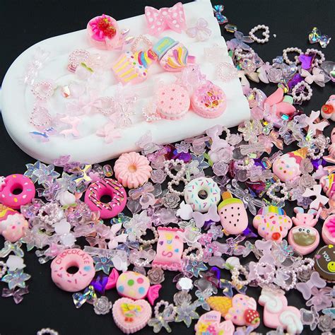 Amazon 330Pcs Assorted Pink Color 3D Nail Charms Multi Shapes