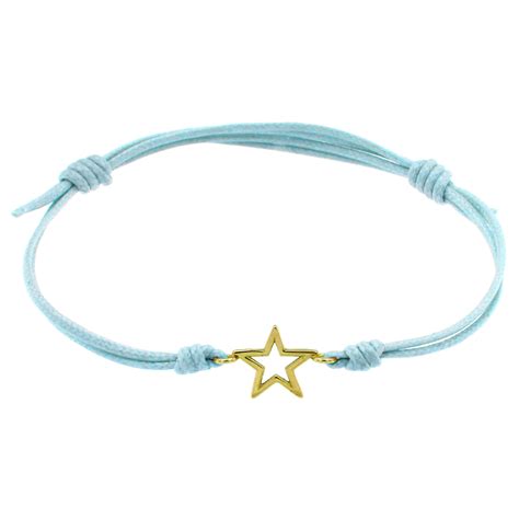 Marco Gerbella Bracciale Stella Piccola Oro Giallo Con Cordino Azzurro