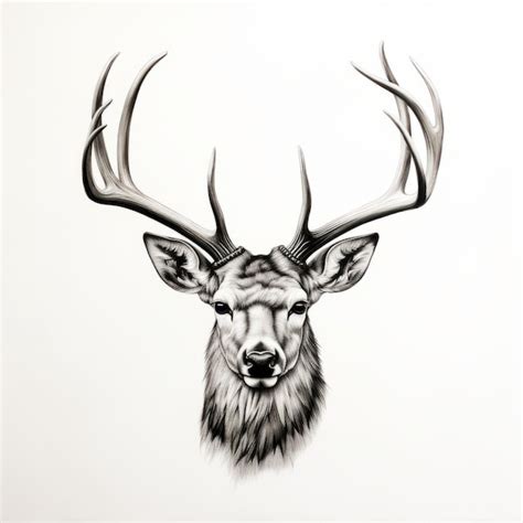 Premium Ai Image Black And White Deer Art Largescale Contemporary