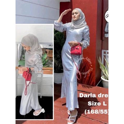 Jual Darla Dress By Rinanti Ready Stock Lengan Serut Gamis Satin