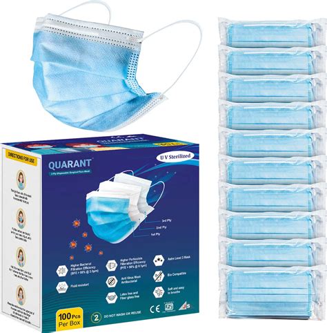 Buy Quarant Ply White Surgical Face Mask With Adjustable Nose Pin Uv