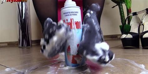 Brunette Gives Footjob To A White Cream Tube Messy Nylons Tnaflix