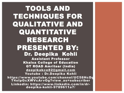 Tools And Techniques In Qualitative And Quantitative Research PPT