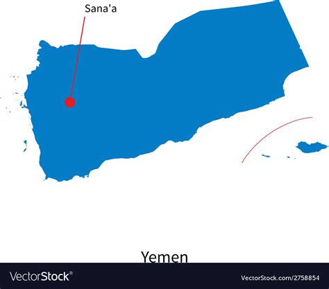 Detailed map of yemen and capital city sanaa Vector Image