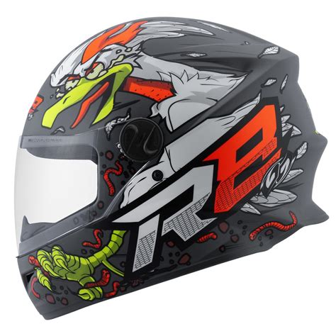 Capacete Fechado Integral R8 Rocket Chicken Fosco Masculino Feminino