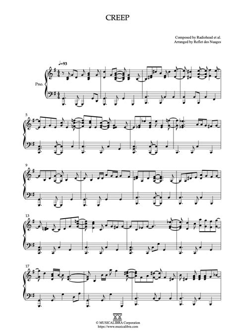 Piano Solo Sheet Music Creep Musicalibra