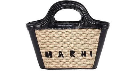 Marni Tropicalia Raffia And Leather Mini Basket Bag In Black Lyst