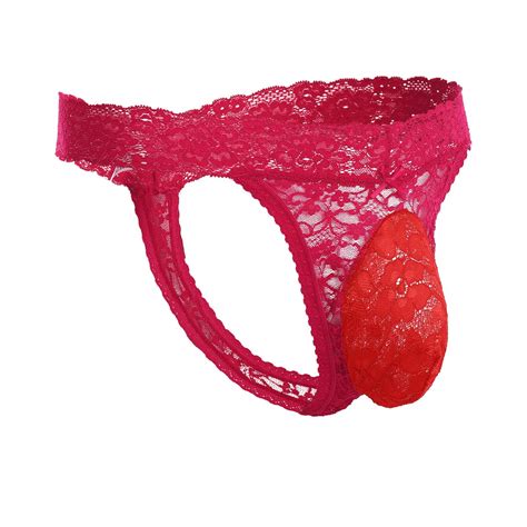 Men S Lace Frilly Sissy Thong Panties Sheer Mesh Bikini Briefs T Back G String Underwear Buy