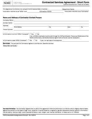 Fillable Online Contracted Services Agreement Short Form Fax Email