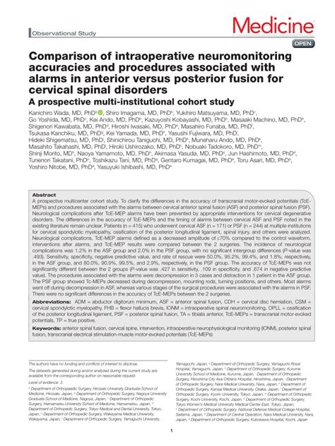 PDF Comparison Of Intraoperative Neuromonitoring Accuracies And