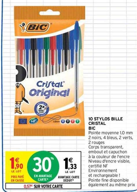 Promo 10 Stylos Bille Crystal Bic chez Intermarché iCatalogue fr