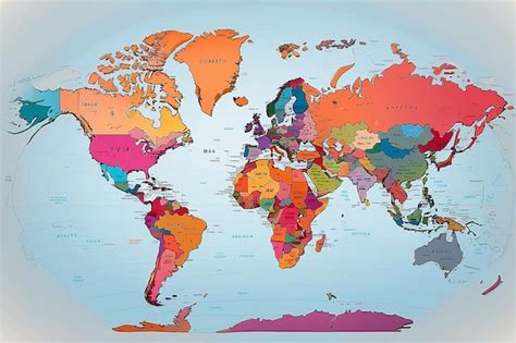 Premium Photo Colorful World Map Complete With All Countries Names