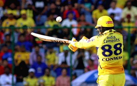 New Delhi Csk S Batsman Devon Conway Plays A Shot During The Ipl