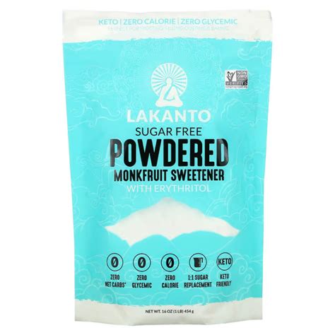 Lakanto Powdered Monkfruit Sweetener With Erythritol Sugar Free Lb