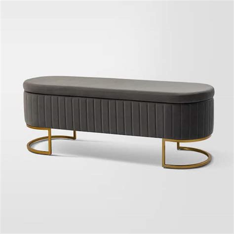 Jayden Creation Olga Grey In Wide Modern Upholstered Storage Bench