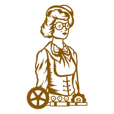 Diseño PNG Y SVG De Mujer Steampunk Con Trazo De Engranajes Para Camisetas