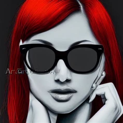 Portrait Of A Beautiful Woman Glasses Red Hair By Stable Diffusion