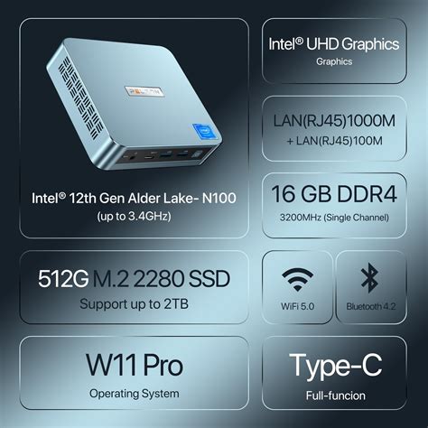 Snapklik PELADN WI 6 Pro Mini PC Intel 12th Gen Alder Lake N100