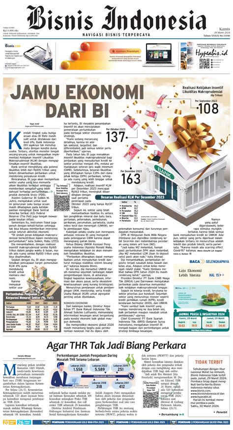 Jual Koran Bisnis Indonesia Edisi 28 Maret 2024