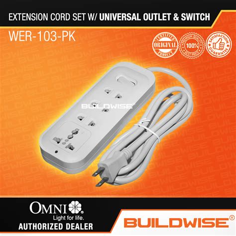 Omni Extension Cord Set With Universal Outlet Switch Wer Pk