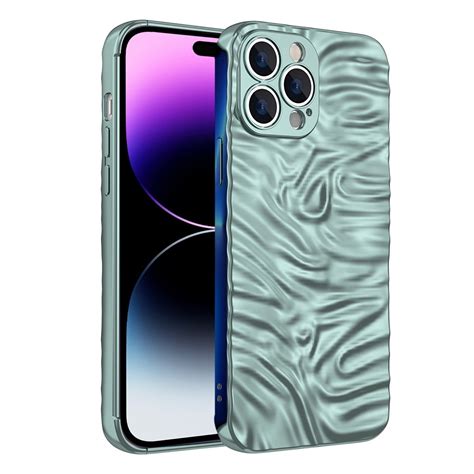 Wave Electroplating Tpu Phone Case For Iphone 14 Pro Max Sierra Blue