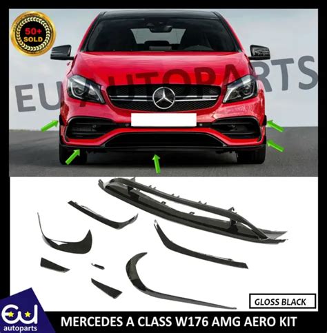 For Mercedes A Class W176 Amg Front Splitter Lip Fins Aero Kit Gloss Black 16 18 £12499