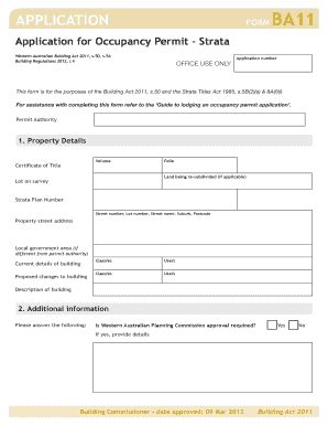 Fillable Online Application Form Ba Application For Occupancy Permit