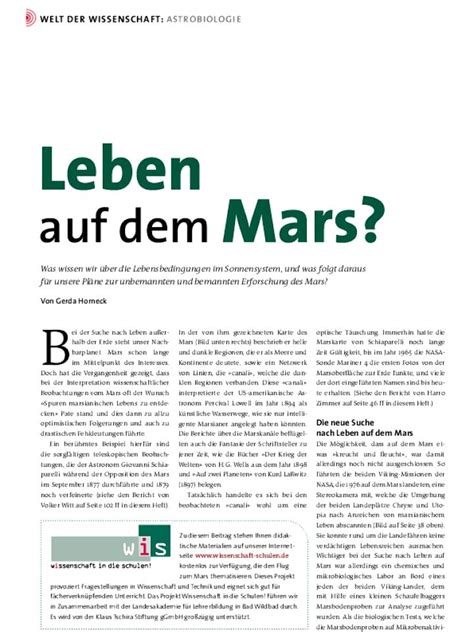 Leben Auf Dem Mars WIS