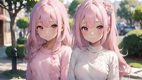 Premium AI Image | Cute girl anime wearing sweater japan art for wallpaper