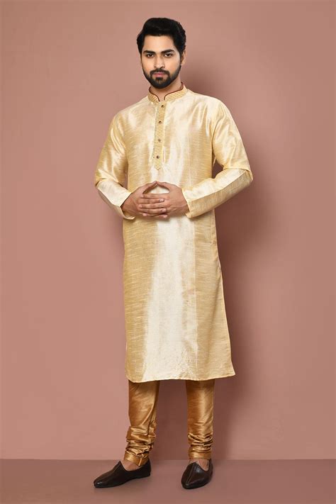 Buy Naintara Bajaj Beige Dupion Silk Placket Embroidered Kurta Set