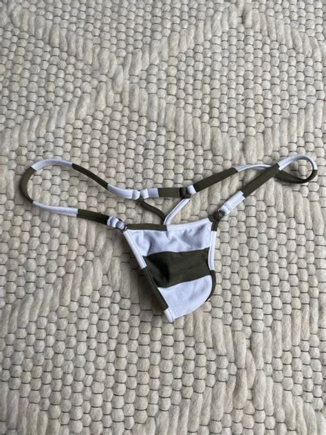 WICKED WEASEL SAILOR Stripe 449 G String Bikini Bottom Khaki Ivory Size XS EUR 27 22 PicClick FR