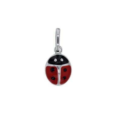 Pendentif Coccinelle En Argent Platin Et Mail Laval Europe