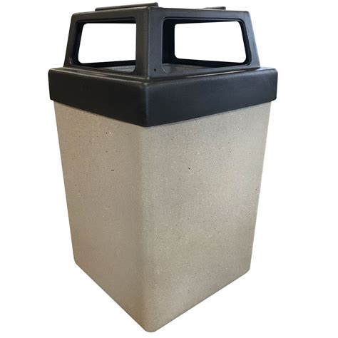 Concrete Trash Receptacle With 4 Way Plastic Top Wausau Tile