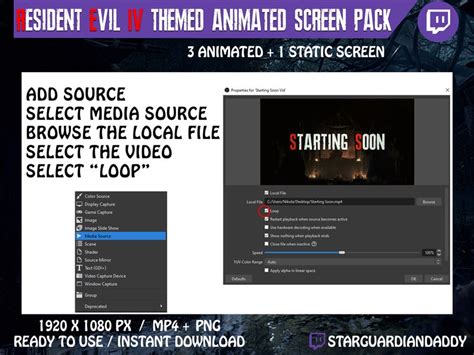 Resident Evil 4 Remake Resi Dbd Theme Twitch Animated Stream Screen Pack Starting Soon Be