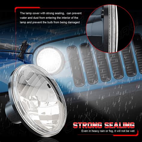 For Hummer H Pair Dot Inch Round Led Headlights Drl High Low