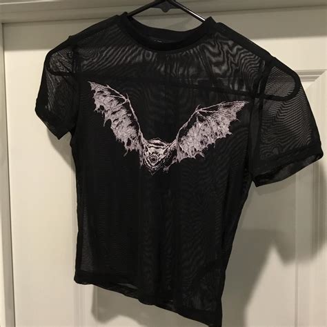 Dolls Kill Widow Mesh Crop Black With White Winged Depop