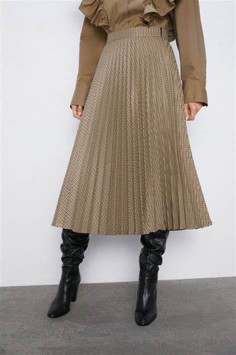 Zara Pleated Plaid Skirt Plaid Skirt Outfit Fall Pleated Skirt Dress