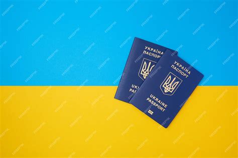 Premium Photo Two Blue Ukrainian Biometric Passports On The Ukrainian