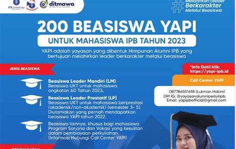 Beasiswa YAPI Untuk Mahasiswa Baru Dan Ongoing Jenjang S1 Di IPB Tahun