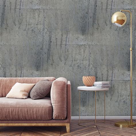 Peel And Stick Concrete Wallpaper Mural Removable Grunge Etsy