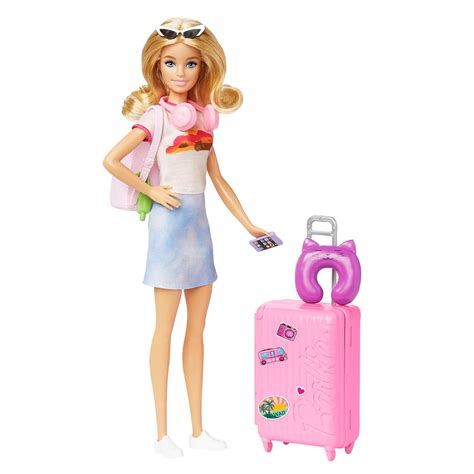 Barbie Doll And Accessories Malibu” Travel Set With Puppy And 10