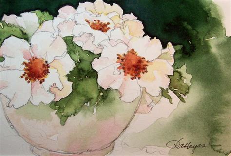 Whiterosesbowlcujune Watercolor