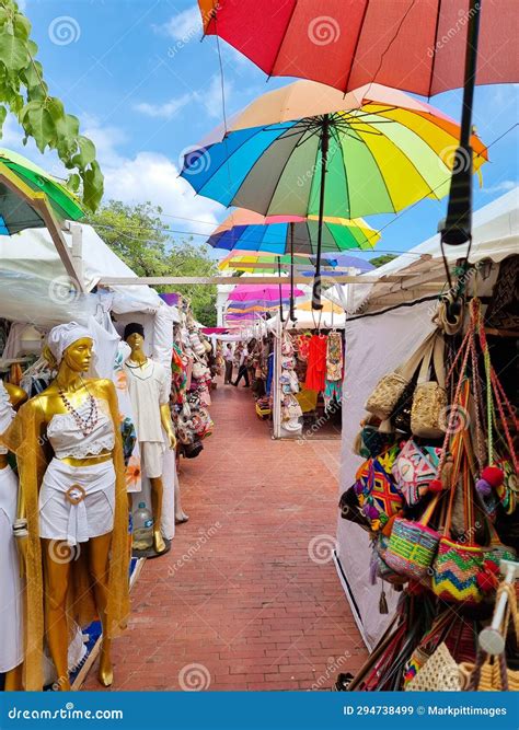 Colombia, Santa Marta, Artisan and Clothing Market Stalls Editorial
